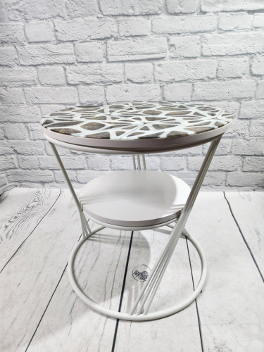 Стол журнальный Георгин-04 с фотопечатью (Белый/2625/Белый)