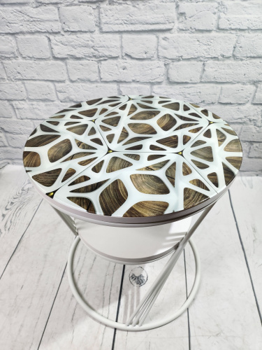 Стол журнальный Георгин-04 с фотопечатью (Белый/2625/Белый)